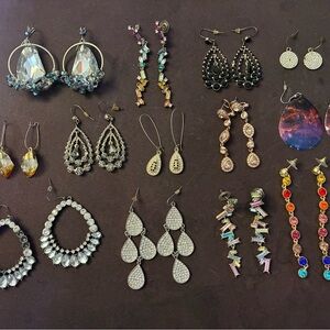 Elegant Crystal Drop Earrings 13 pairs